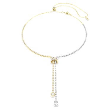 Collana a Y Hyperbola, Taglio Round, Nodo, Bianco, Mix di finiture - Swarovski, 5752854