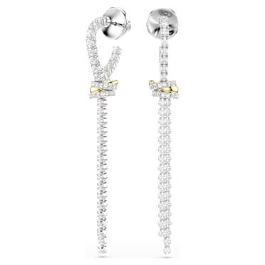 Hyperbola ドロップピアス, ラウンドカット, 結び目, ホワイト, ミックスメタル仕上げ - Swarovski, 5752866