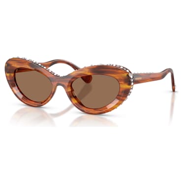 Sunglasses, Cat-eye shape, SK6061U, Brown - Swarovski, 5752907