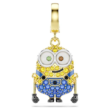 Minions Bob charm, Pavé, Multicolored, Gold-tone plated - Swarovski, 5753016