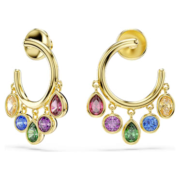 Imber 大圈耳環, 混合式切割, 漸層色, 鍍金（金色飾面） - Swarovski, 5753263