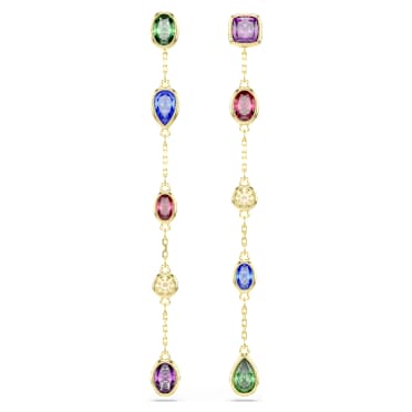 Imber ドロップピアス, ミックスカット, マルチカラー, 18Kゴールドコーティング - Swarovski, 5753289