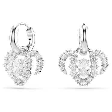 Chinese Zodiac 드롭 이어링, 믹스 컷, 화이트, 로듐 플래팅 - Swarovski, 5753325