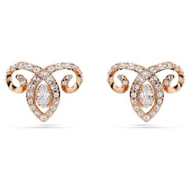 Peckové náušnice Chinese Zodiac, Různé výbrusy, Bílá, Povrchová úprava z 18k růžového zlata - Swarovski, 5753326