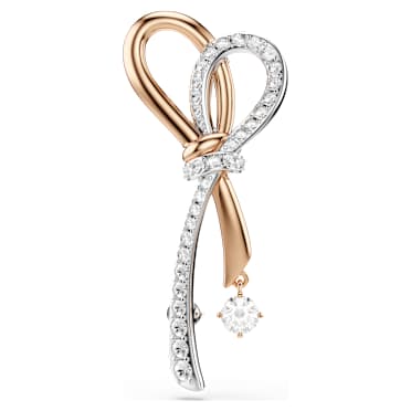 Hyperbola Brosche, Verschiedene Schliffe, Schleife, Weiß, Metallmix - Swarovski, 5753328