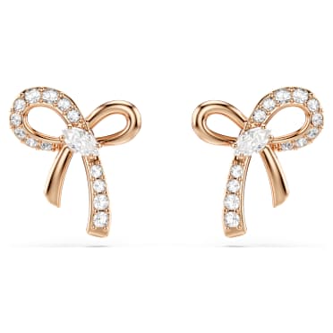 Hyperbola 스터드 이어링, 믹스 컷, 리본, 화이트, 18K 로즈 골드 피니시 - Swarovski, 5753335