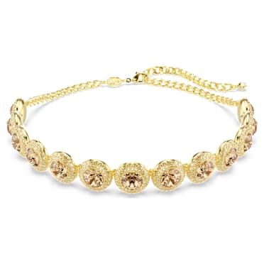 Una Angelic choker, Round cut, Caramel, Gold-tone plated - Swarovski, 5753340
