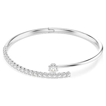 Bracelet-jonc Matrix, Taille ronde, Blanc, Métal rhodié - Swarovski, 5753569