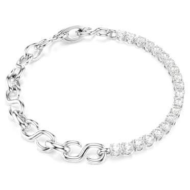 Matrix bracelet, Round cut, White, Rhodium plated - Swarovski, 5753926