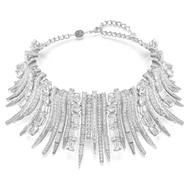 Obojkový náhrdelník Vienna, Různé výbrusy, Bílá, Pokoveno rhodiem - Swarovski, 5754021