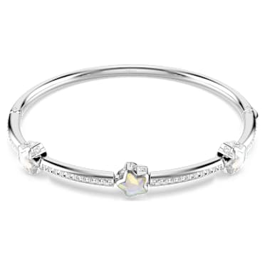 Chroma bangle, Mixed cuts, Star, White, Rhodium plated - Swarovski, 5754178