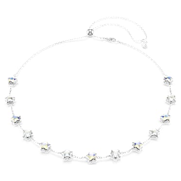 Chroma necklace, Mixed cuts, Star, White, Rhodium plated - Swarovski, 5754183