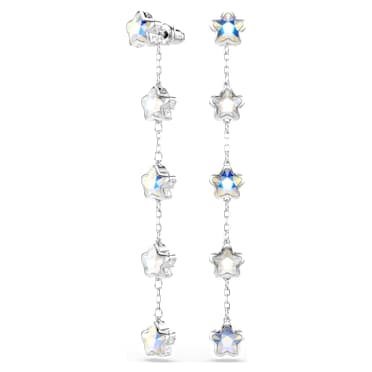 Chroma earrings, Mixed cuts, Star, White, Rhodium plated - Swarovski, 5754184