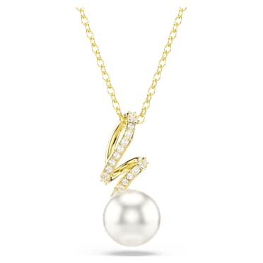 Colgante Gabriella, Perla de cristal, Talla redonda, Blanco, Acabado en oro de 18 quilates - Swarovski, 5754228