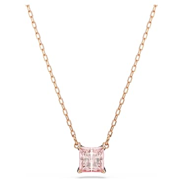 Wisiorek Stilla, Szlif kwadratowy, Różowy, Wykończenie z 18-karatowego różowego złota - Swarovski, 5754233