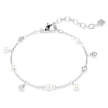 Braccialetto Imber, Crystal Pearl, Taglio Round, Bianco, Placcato rodio - Swarovski, 5754242