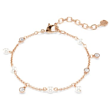 Imber 브레이슬릿, 크리스털 펄, 라운드 컷, 화이트, 18K 로즈 골드 피니시 - Swarovski, 5754243