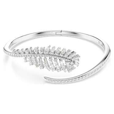 Obročasta zapestnica Vienna, Mešani rezi, Pero, Bela, Prevleka iz rodija - Swarovski, 5754273