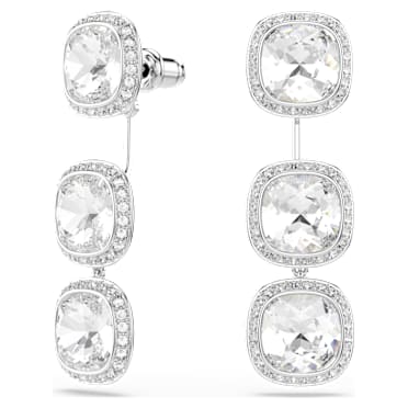 Una Angelic Örhängen, Kuddslipad, Vit, Rodiumpläterad - Swarovski, 5754342
