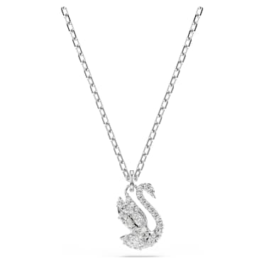 Swan medál, Vegyes metszés, Hattyú, Fehér, Ródium bevonattal - Swarovski, 5754347
