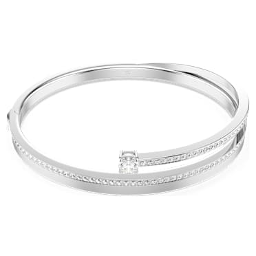 Bracciale rigido Fresh, Taglio Round, Bianco, Placcato rodio - Swarovski, 5754378