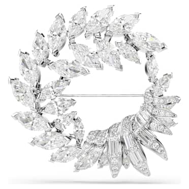 Mesmera 브로치, 마퀴즈 컷, 화이트, 로듐 플래팅 - Swarovski, 5754566