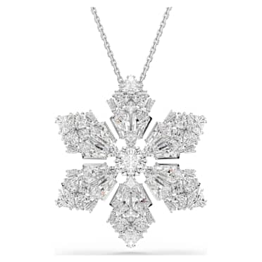 Idyllia 펜던트 및 브로치, 믹스 컷, 눈꽃, 화이트, 로듐 플래팅 - Swarovski, 5754685