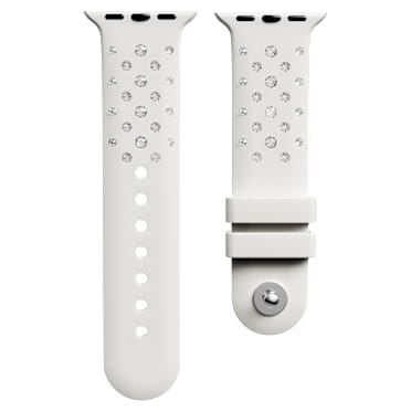 Pásek k hodinkám, Silikon s prošíváním, Šedý, Nerezová ocel - Swarovski, 5755223