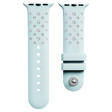 Watch strap, Silicone with stitching, Blue, Stainless steel - Swarovski, 5755227