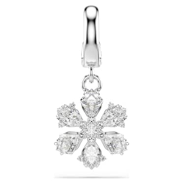 Přívěsek Idyllia, Různé výbrusy, Sněhová Vločka, Bílý, Pokoveno rhodiem - Swarovski, 5755513