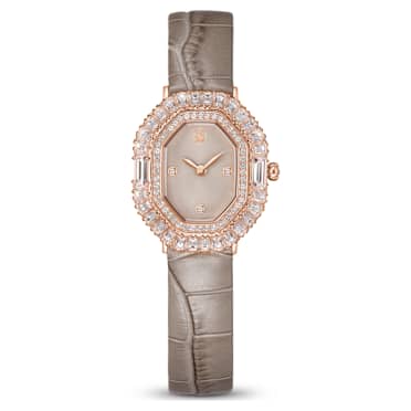 Orologio Matrix octagon, Cinturino in pelle, Beige, Finitura in tono oro rosa - Swarovski, 5755686