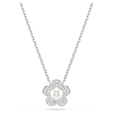 Ariana Grande x Swarovski ペンダント, クリスタル・パール, ラウンドカット, フラワー, ホワイト, ロジウム・プレーティング - Swarovski, 5755817