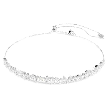 Mesmera โชคเกอร์, เจียระไนทรง Marquise, ขาว, เคลือบโรเดียม - Swarovski, 5755905
