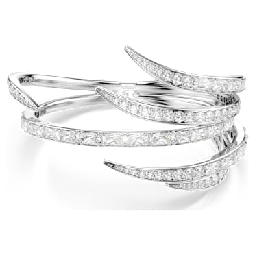 Vienna กำไล, ผสมผสานเหลี่ยมเจียระไนหลายหลายรูปแบบ, ขาว, เคลือบโรเดียม - Swarovski, 5756047