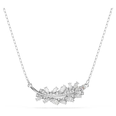 Pendentif Vienna, Tailles variées, Plume, Blanc, Métal rhodié - Swarovski, 5756111