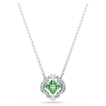 Una Angelic pendant, Mixed cuts, Green, Rhodium plated - Swarovski, 5757785