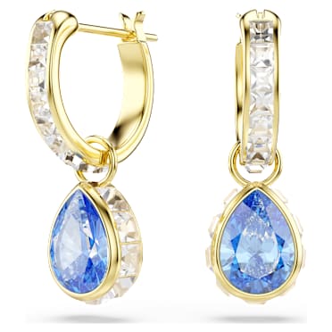 Chroma ドロップピアス, ペアカット, ブルー, 18Kゴールドコーティング - Swarovski, 5757815