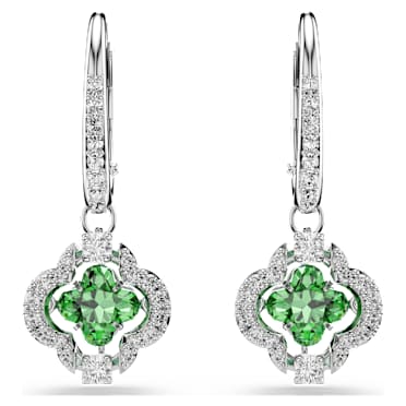 Viseči uhani Una Angelic, Mešani rezi, Zeleni, Prevleka iz rodija - Swarovski, 5758001