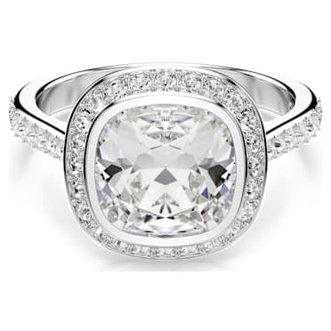 Una Angelic halo-ring, Cushion-slijpvorm, Wit, Rodium toplaag - Swarovski, 5758469