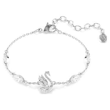 Swan 브레이슬릿, 믹스 컷, 스완, 화이트, 로듐 플래팅 - Swarovski, 5758682