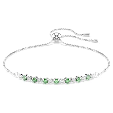 Matrix bracelet, Round cut, Green, Rhodium plated - Swarovski, 5758987