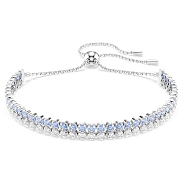 Náramek Matrix, Kulatý výbrus, Modrá, Pokoveno rhodiem - Swarovski, 5760151