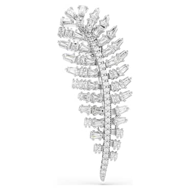 Vienna Brosche, Verschiedene Schliffe, Feder, Weiß, Rhodiniert - Swarovski, 5760564