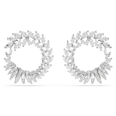 Mesmera Kreolen, Marquise Schliff, Weiß, Rhodiniert - Swarovski, 5760966
