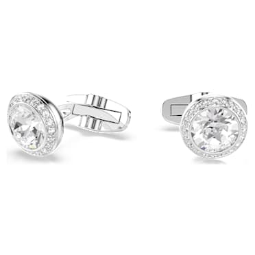 Boutons de manchettes Una Angelic, Taille ronde, Blancs, Métal rhodié - Swarovski, 5761046