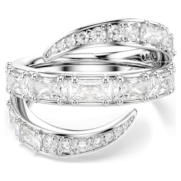 Vienna Ring, Blandade slipningar, Svan, Vit, Rodiumpläterad - Swarovski, 5762204