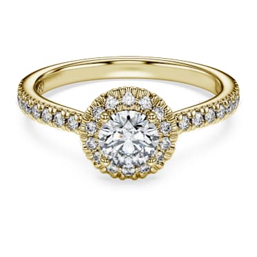 Eternity Strahlenkranz-Solitärring, Im Labor gezüchtete Diamanten 0,8 ct tw, Runde Form, 14K Gelbgold - Swarovski, 5762548