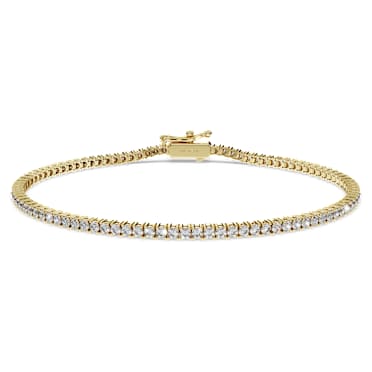 Náramek Tennis Eternity, Laboratorně pěstované diamanty 1,5 ct tw, Kulatý tvar, Bílá, 18K žluté zlato - Swarovski, 5763008