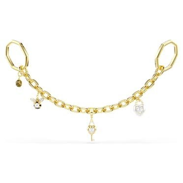 Bag charm, Mixed cuts, White, Gold-tone plated - Swarovski, 5763021