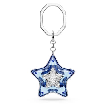 手袋墜飾, 混合式切割, 星星, 藍色, 鍍白金色 - Swarovski, 5763030